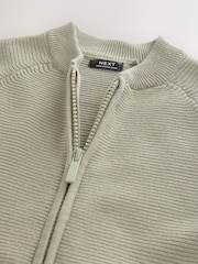 Sage Green 100% Cotton Zip Through Cardigan (3mths-7yrs) - Image 4 of 4