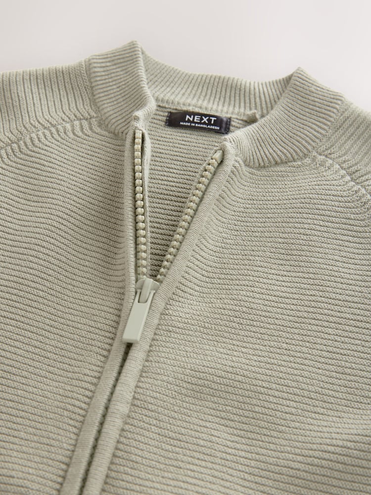 Sage Green 100% Cotton Zip Through Cardigan (3mths-7yrs) - Image 4 of 4