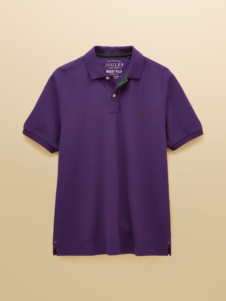 Joules Woody Dark Purple Cotton Pique Polo Shirt - Image 1 of 6
