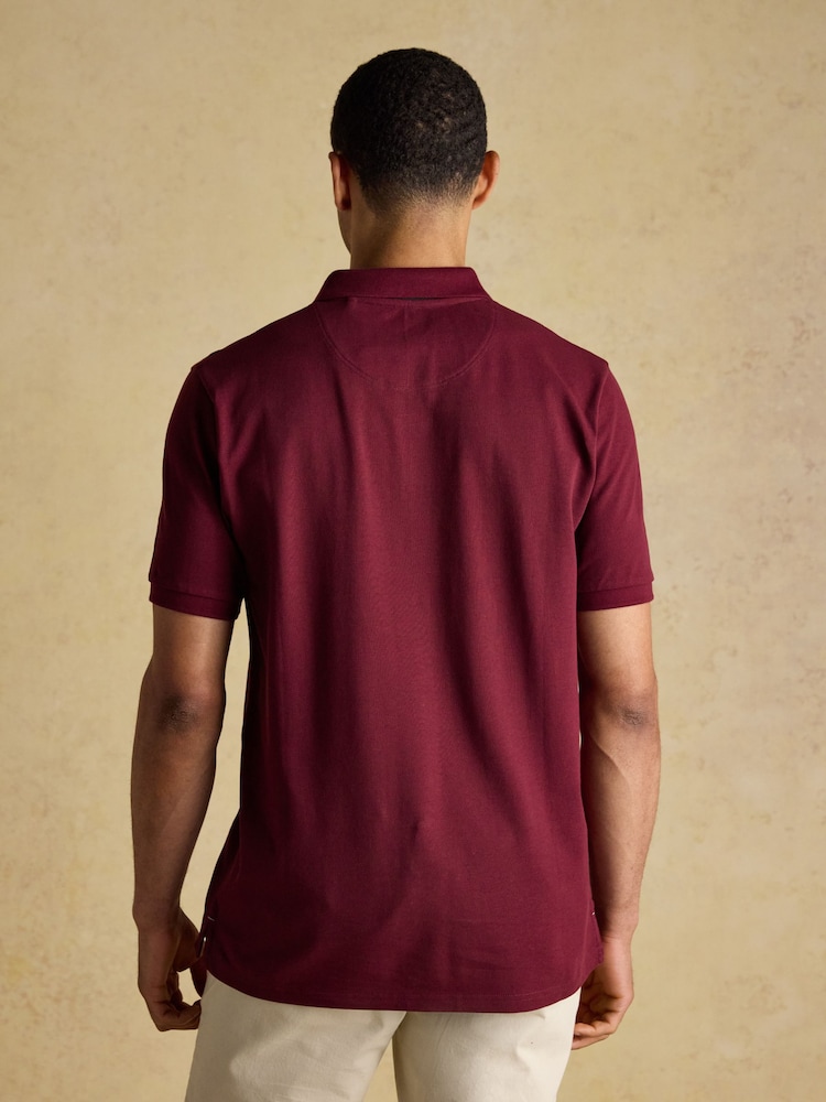 Joules Woody Burgundy Red Cotton Pique Polo Shirt - Image 2 of 8 Joules Woody Burgundy Red Cotton Pique Polo Shirt - Image 2 of 8