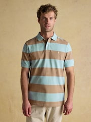 Joules Woody Blue/Brown Cotton Pique Polo Shirt - Image 1 of 8