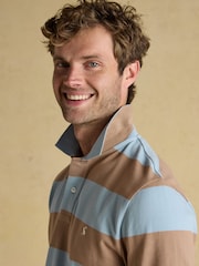 Joules Woody Blue/Brown Cotton Pique Polo Shirt - Image 4 of 8