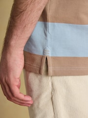 Joules Woody Blue/Brown Cotton Pique Polo Shirt - Image 6 of 8