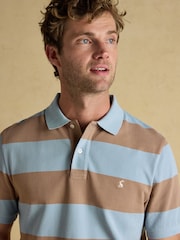 Joules Woody Blue/Brown Cotton Pique Polo Shirt - Image 7 of 8