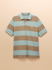 Joules Woody Blue/Brown Cotton Pique Polo Shirt - Image 8 of 8