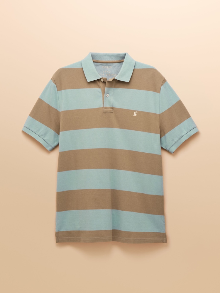 Joules Woody Blue/Brown Cotton Pique Polo Shirt - Image 8 of 8