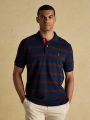 Joules Woody Brown/Navy Cotton Pique Polo Shirt - Image 1 of 8