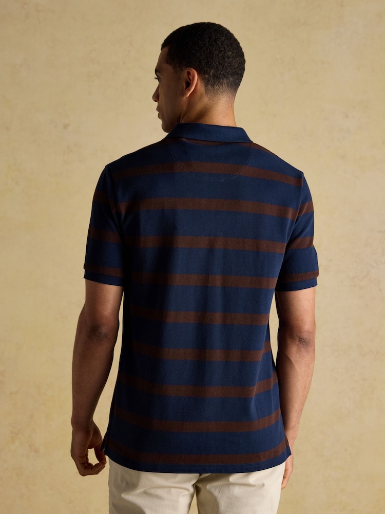 Joules Woody Brown/Navy Cotton Pique Polo Shirt - Image 2 of 8