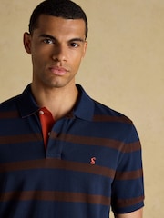 Joules Woody Brown/Navy Cotton Pique Polo Shirt - Image 3 of 8