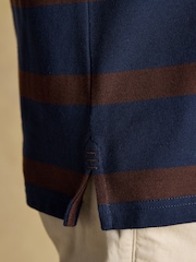 Joules Woody Brown/Navy Cotton Pique Polo Shirt - Image 6 of 8
