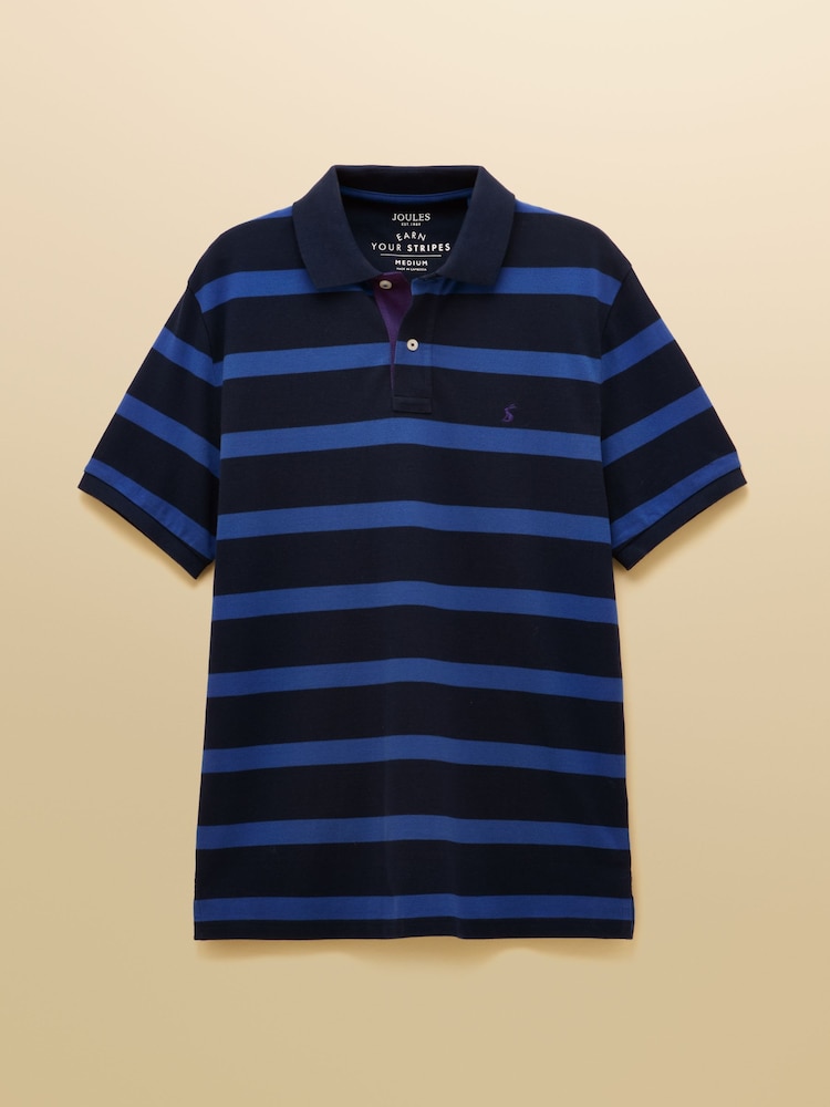 Joules Woody Blue/Navy Cotton Pique Polo Shirt - Image 1 of 6