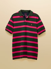 Joules Woody Green/Pink Cotton Pique Polo Shirt - Image 1 of 6