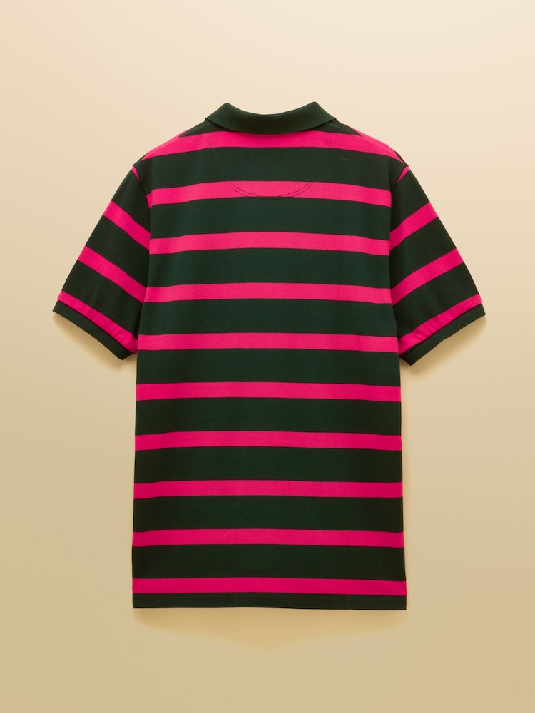 Joules Woody Green/Pink Cotton Pique Polo Shirt - Image 2 of 6