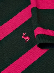 Joules Woody Green/Pink Cotton Pique Polo Shirt - Image 3 of 6