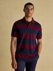 Joules Woody Navy/Burgundy Cotton Pique Polo Shirt - Image 1 of 8