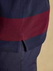 Joules Woody Navy/Burgundy Cotton Pique Polo Shirt - Image 6 of 8