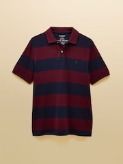 Joules Woody Navy/Burgundy Cotton Pique Polo Shirt - Image 8 of 8
