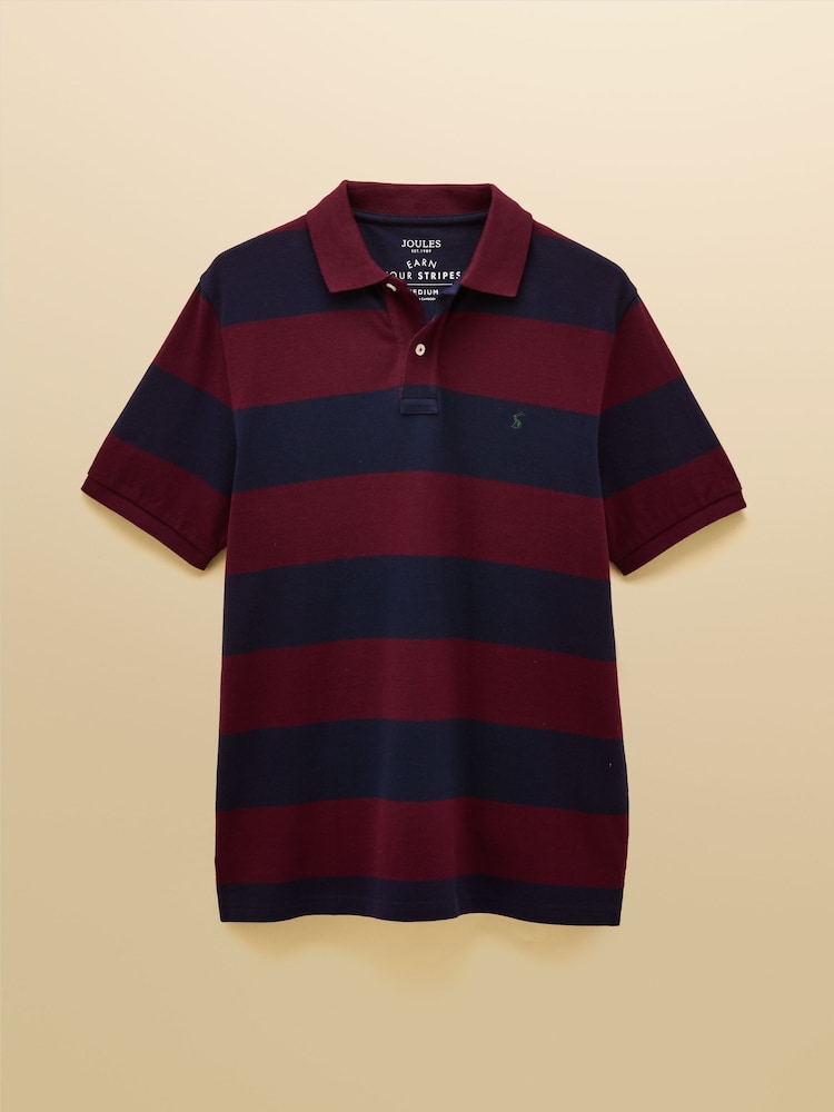 Joules Woody Navy/Burgundy Cotton Pique Polo Shirt - Image 8 of 8