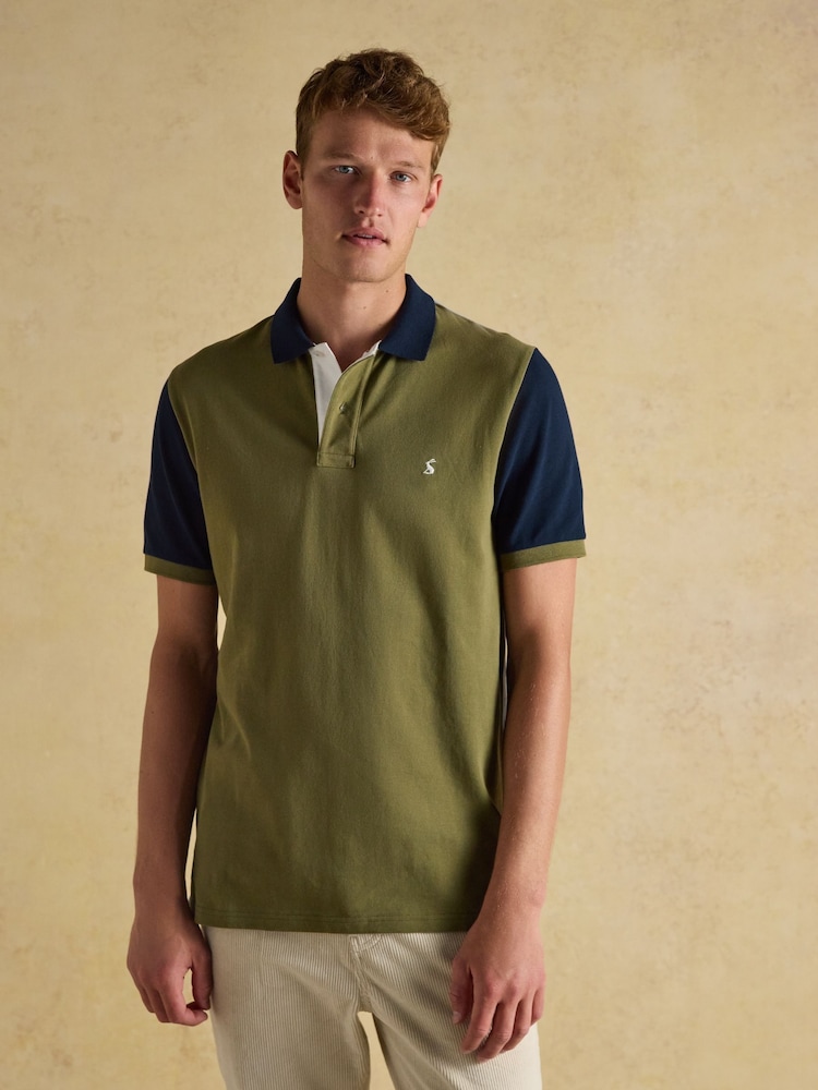 Joules Woody Blue/Green Cotton Pique Polo Shirt - Image 1 of 8