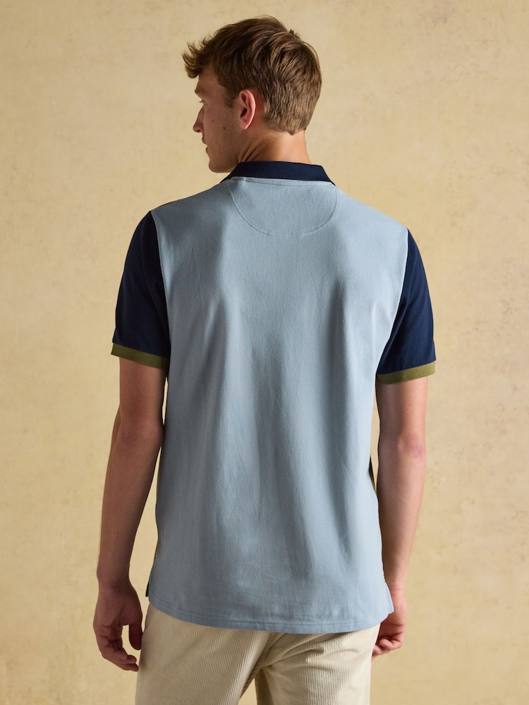 Joules Woody Blue/Green Cotton Pique Polo Shirt - Image 2 of 8