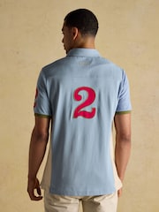 Embellished Blue/Ecru Classic Fit Cotton Polo Shirt - Image 2 of 8