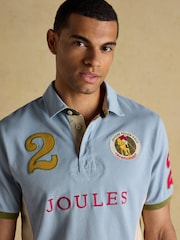 Embellished Blue/Ecru Classic Fit Cotton Polo Shirt - Image 3 of 8
