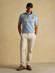Embellished Blue/Ecru Classic Fit Cotton Polo Shirt - Image 4 of 8