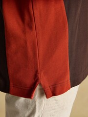 Embellished Brown/Orange Classic Fit Cotton Polo Shirt - Image 8 of 10