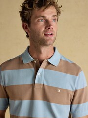 Joules Woody Polo Shirts Lilac/Khaki/Blue & Brown Stripe 3 Pack - Image 8 of 10