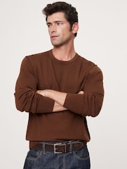 Marrón - Suéter de lana de merino italiana y cuello redondo de Banana Republic - Imagen 1 de 1