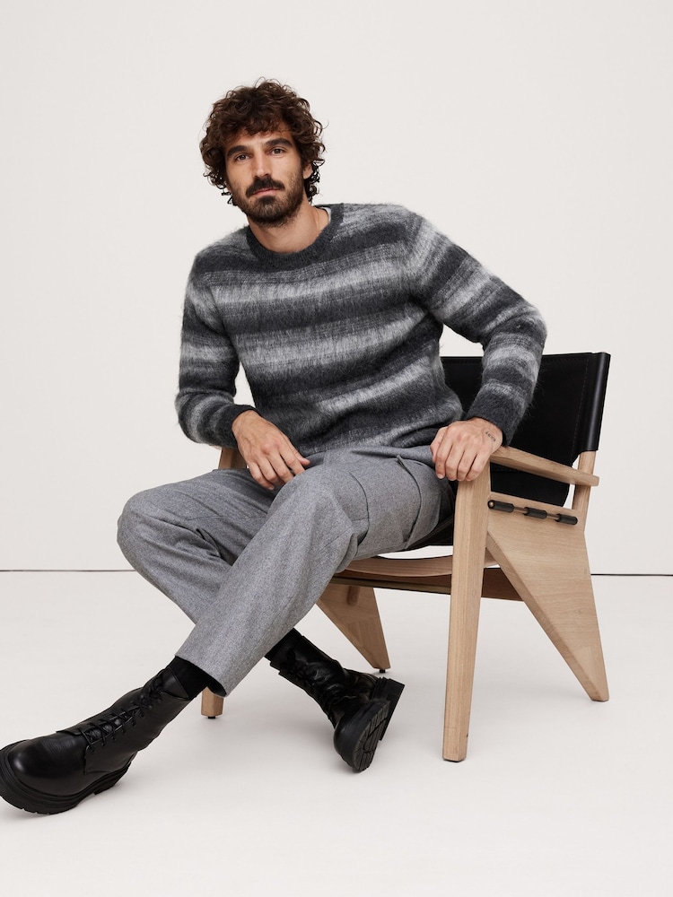 Banana Republic Grey Brushed Stripe Jumper - Image 1 of 2