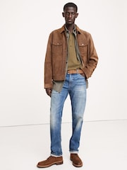 Banana Republic Green Slub Double-Knit Henley Long Sleeve T-Shirt - Image 3 of 4