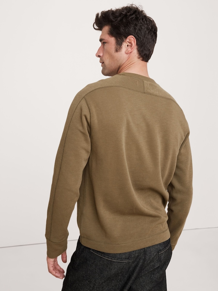 Banana Republic Dark Green Slub Double-Knit Crew-Neck T-Shirt - Image 2 of 4