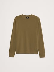 Banana Republic Dark Green Slub Double-Knit Crew-Neck T-Shirt - Image 4 of 4