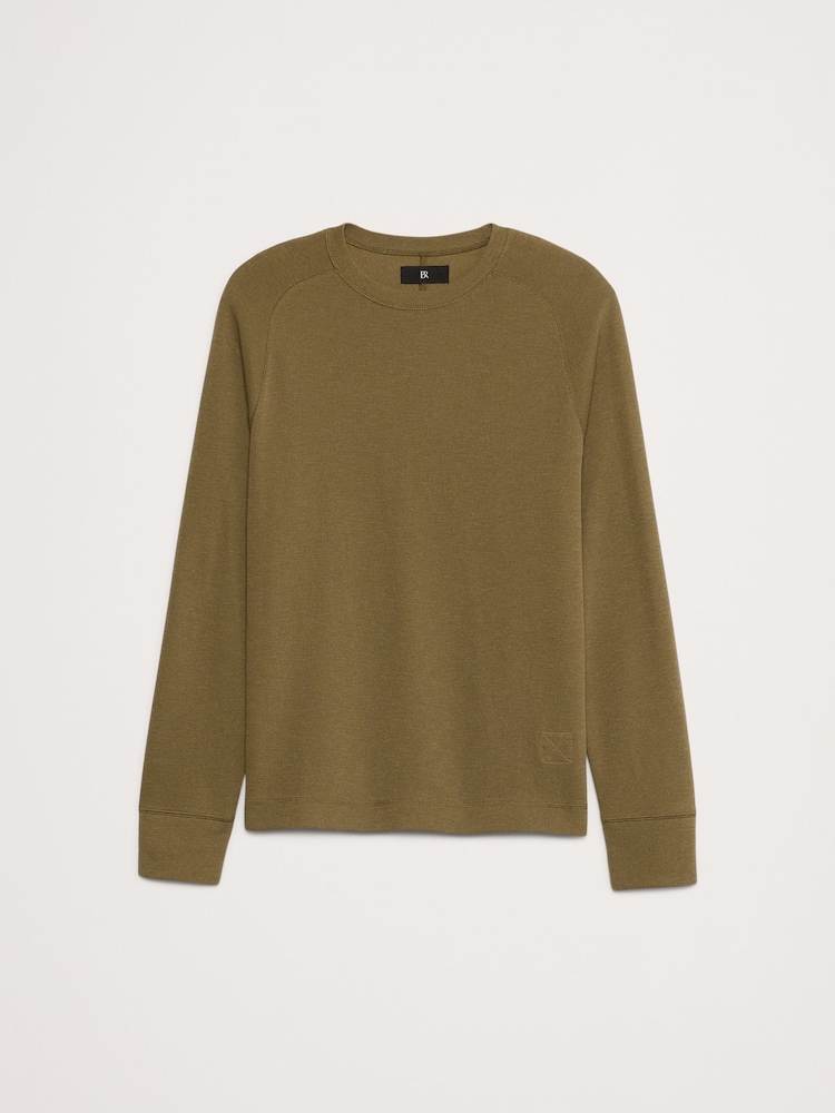 Banana Republic Dark Green Slub Double-Knit Crew-Neck T-Shirt - Image 4 of 4
