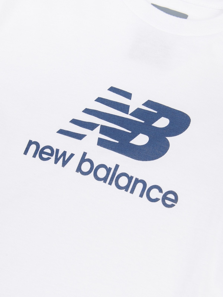 New Balance White Kids Stacked Logo T-Shirt and Shorts Set - Image 10 of 11