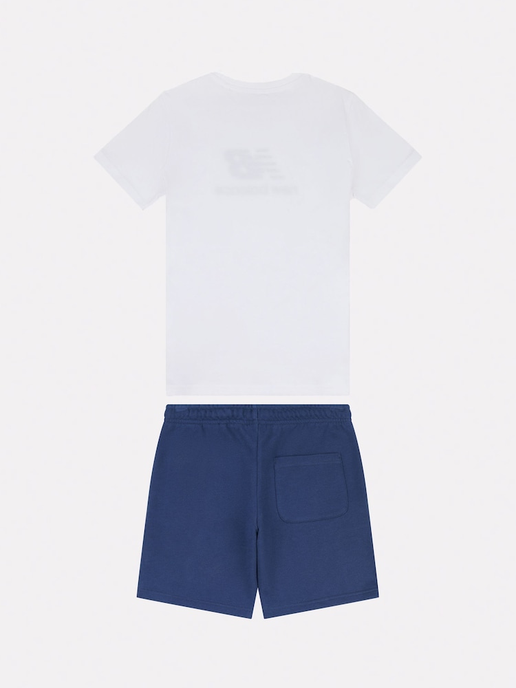 New Balance White Kids Stacked Logo T-Shirt and Shorts Set - Image 8 of 11