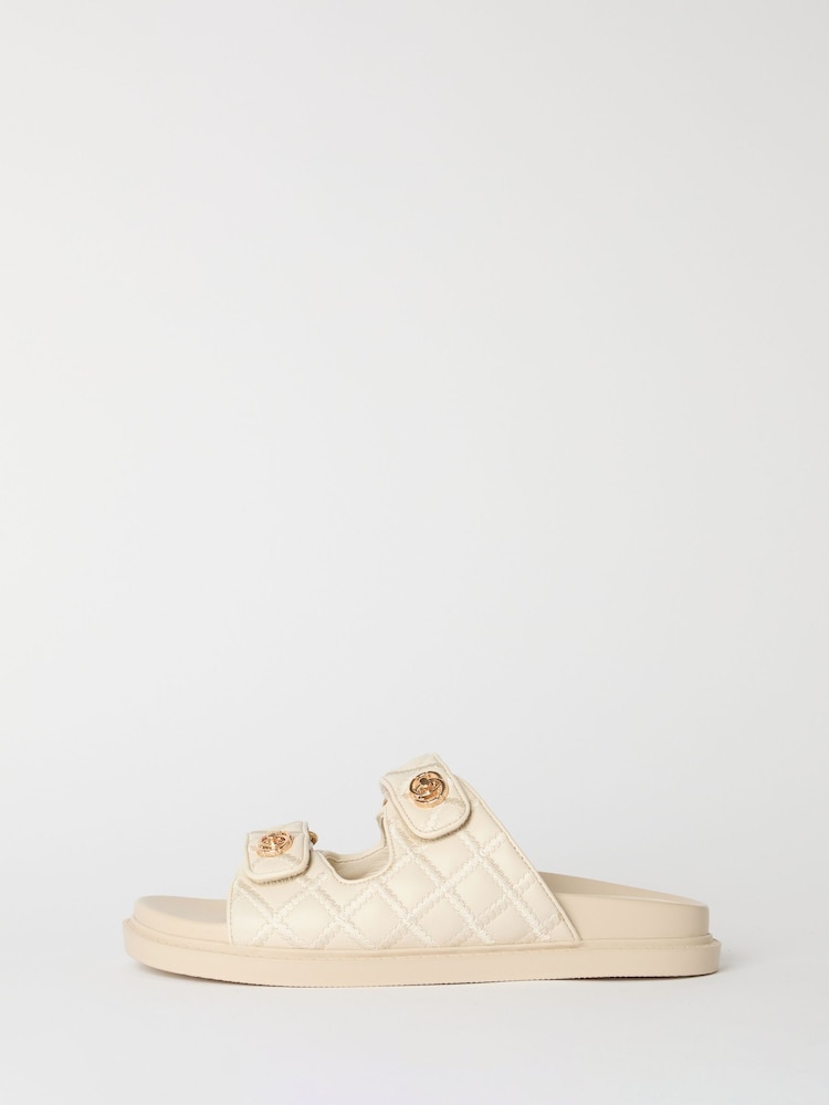 Lipsy Cream Chunky Footbed Quilted Flatform Faux Leather Sandals - Image 5 of 5