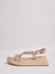 Lipsy Nude Chunky Diamante Flatform Footbed Espadrille Sandals - Image 5 of 5