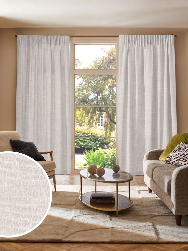 Pearl White Viam Made to Measure Curtains - Image 1 of 10