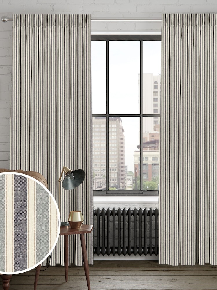 Denim Blue Dendi Made to Measure Curtains - Image 1 of 9