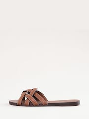Love & Roses Tan Woven Leather Comfort Sandals - Image 5 of 5