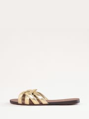Love & Roses Gold Woven Leather Comfort Sandals - Image 5 of 5