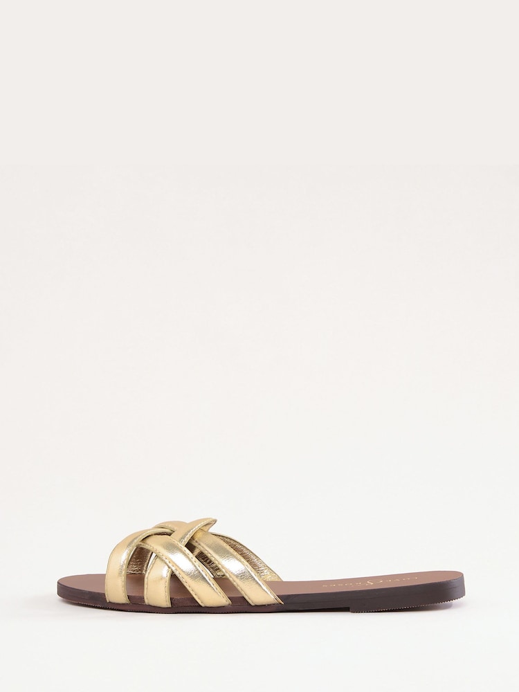 Love & Roses Gold Woven Leather Comfort Sandals - Image 5 of 5