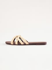 Love & Roses Cream Woven Leather Comfort Sandals - Image 5 of 5