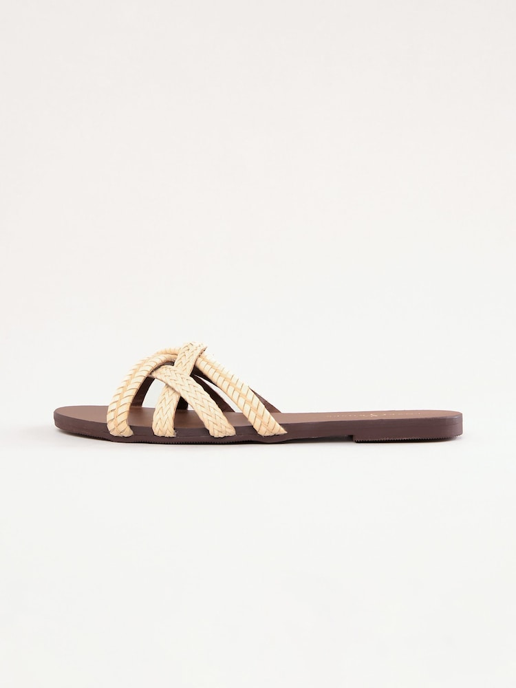 Love & Roses Cream Woven Leather Comfort Sandals - Image 5 of 5
