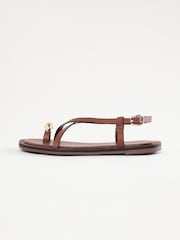 Love & Roses Toe Loop Hardwear Leather Flat Sandals - Image 5 of 5