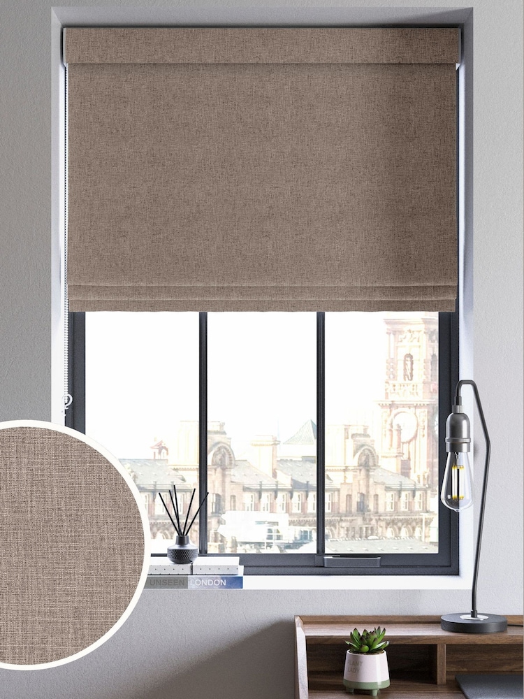 Hessian Natural Viam Made to Measure Roman Blinds - Image 1 of 6