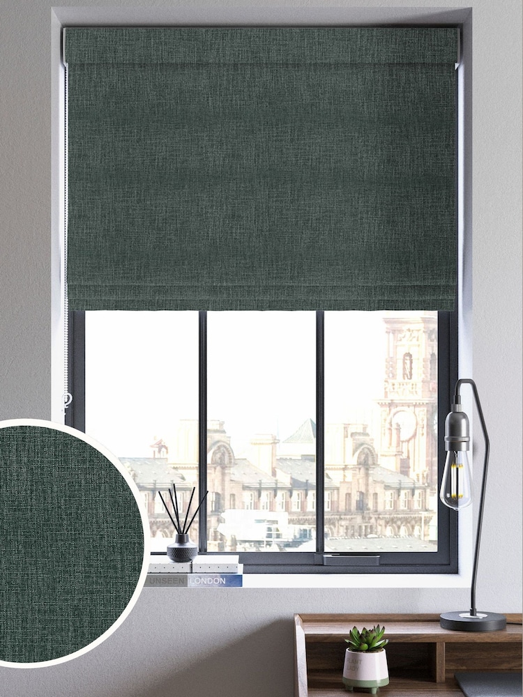 Emerald Green Viam Made to Measure Roman Blind - Image 1 of 6
