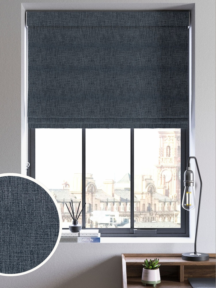 Ink Blue Viam Made to Measure Roman Blind - Image 1 of 6